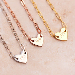 Engravable Heart Paperclip Chain Bracelet