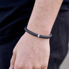 Men's Black Gunmetal Stone Bracelet