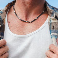 Men's Faceted Pyrite Bead Necklace