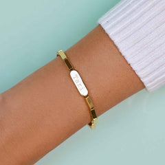 Engravable Rectangle Bead Stretch Bracelet