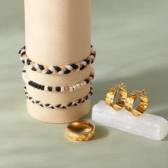 Gold Check Hoop Earrings