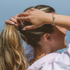 Initial Ombre Stone Bead Stretch Bracelet