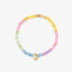 Initial Ombre Stone Bead Stretch Bracelet