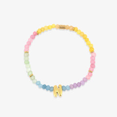 Initial Ombre Stone Bead Stretch Bracelet