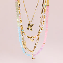 Initial Ombre Stone Bead Choker