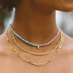 Initial Ombre Stone Bead Choker