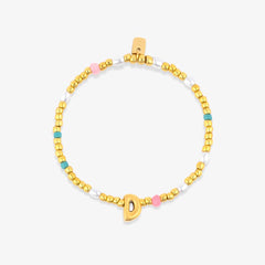 Initial Pearl & Seed Bead Stretch Bracelet