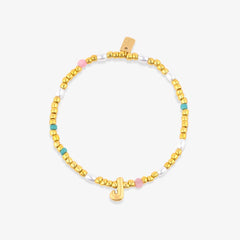 Initial Pearl & Seed Bead Stretch Bracelet