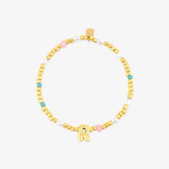 Initial Pearl & Seed Bead Stretch Bracelet