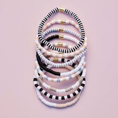 Vacation Vibes Neutral Stretch Bracelet Set of 8