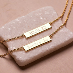 Demi-Fine Engravable Bar Necklace
