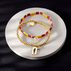 Dobby Metal Bead Stretch Bracelet