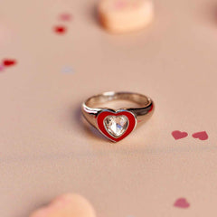 Stone & Enamel Heart Ring