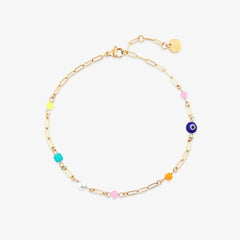 Salina Mixed Bead Paperclip Chain Anklet
