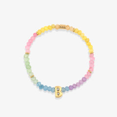 Initial Ombre Stone Bead Stretch Bracelet