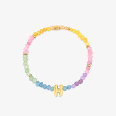 Initial Ombre Stone Bead Stretch Bracelet