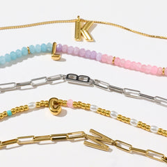 Initial Ombre Stone Bead Choker