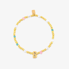 Initial Pearl & Seed Bead Stretch Bracelet