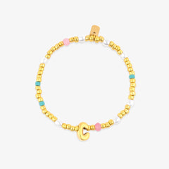Initial Pearl & Seed Bead Stretch Bracelet
