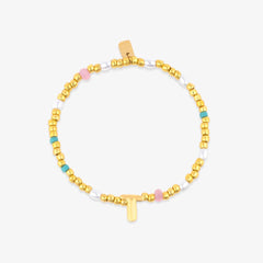 Initial Pearl & Seed Bead Stretch Bracelet